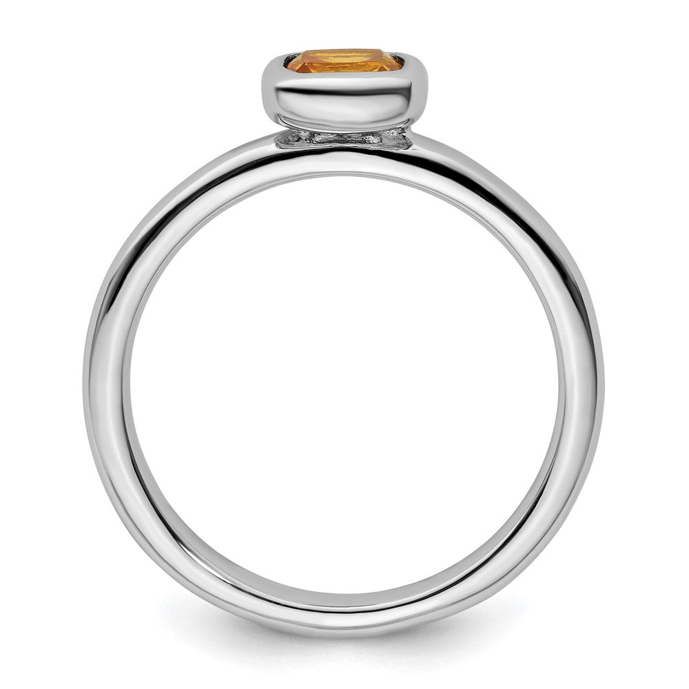 Sterling Silver Stackable Expressions Cushion Cut Citrine Ring Size -7