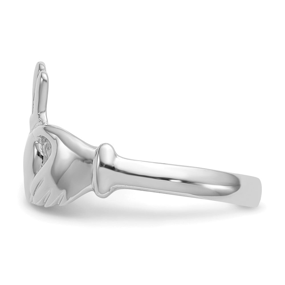14k White Gold Polished Claddagh Ring Size 7