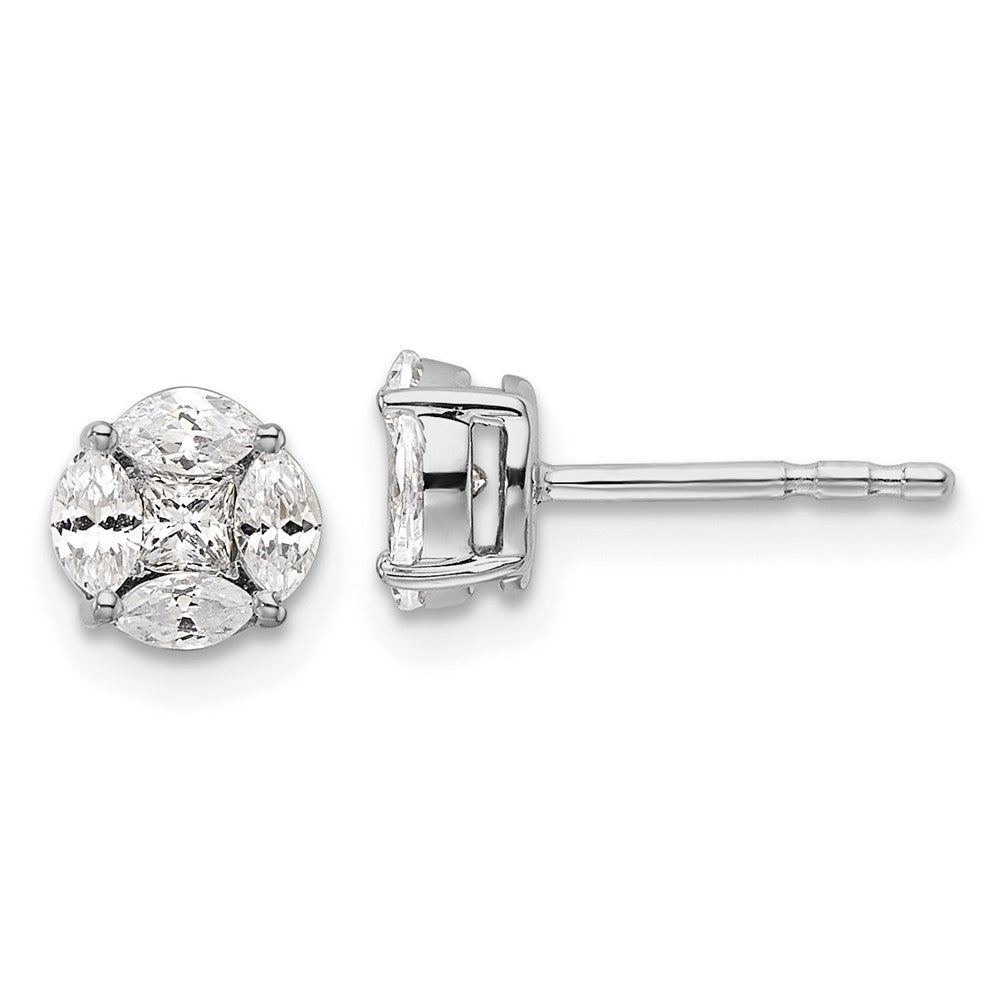 14K White Gold 1/2 Carat Lab Grown Diamond VS/SI+ G+ Complete Round & Marquise Halo Post Earrings