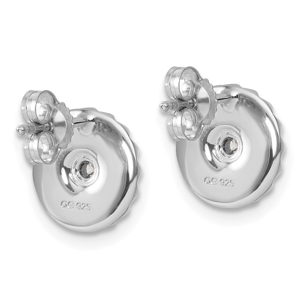 White Ice Sterling Silver Rhodium-plated Fanned Circle with Diamond Post Earrings