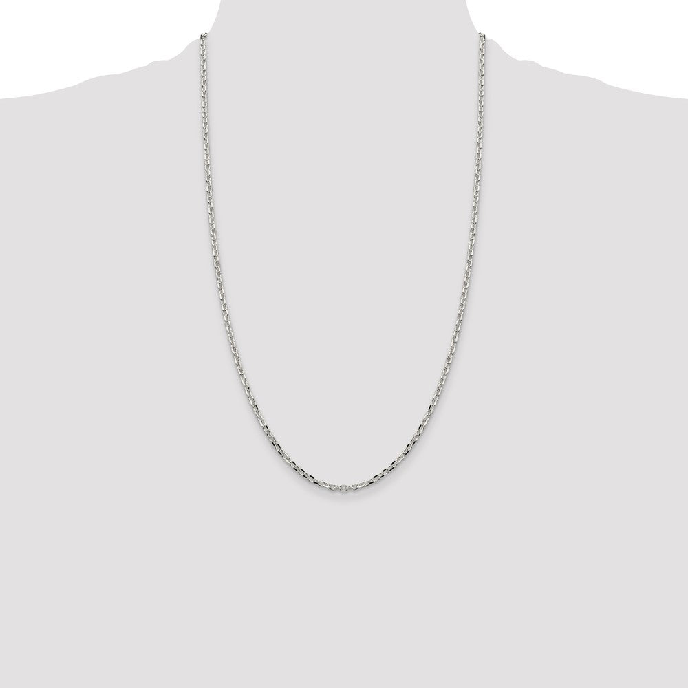 Sterling Silver 2.75mm Diamond-cut Forzantina Cable Chain 26 Inches