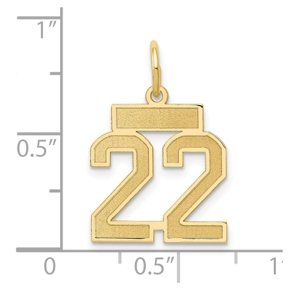 14k Small Satin Number 22 Charm