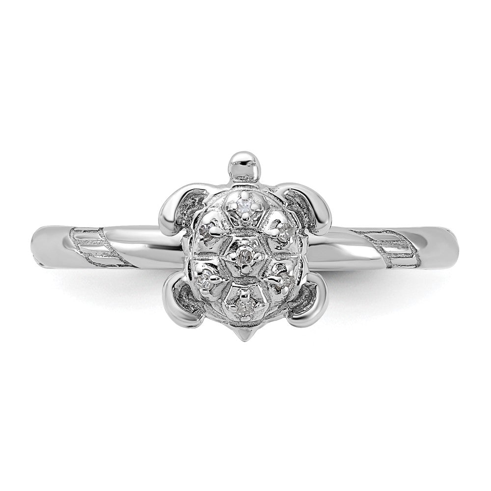Sterling Silver Stackable Expressions Diamond Turtle Ring Size -8