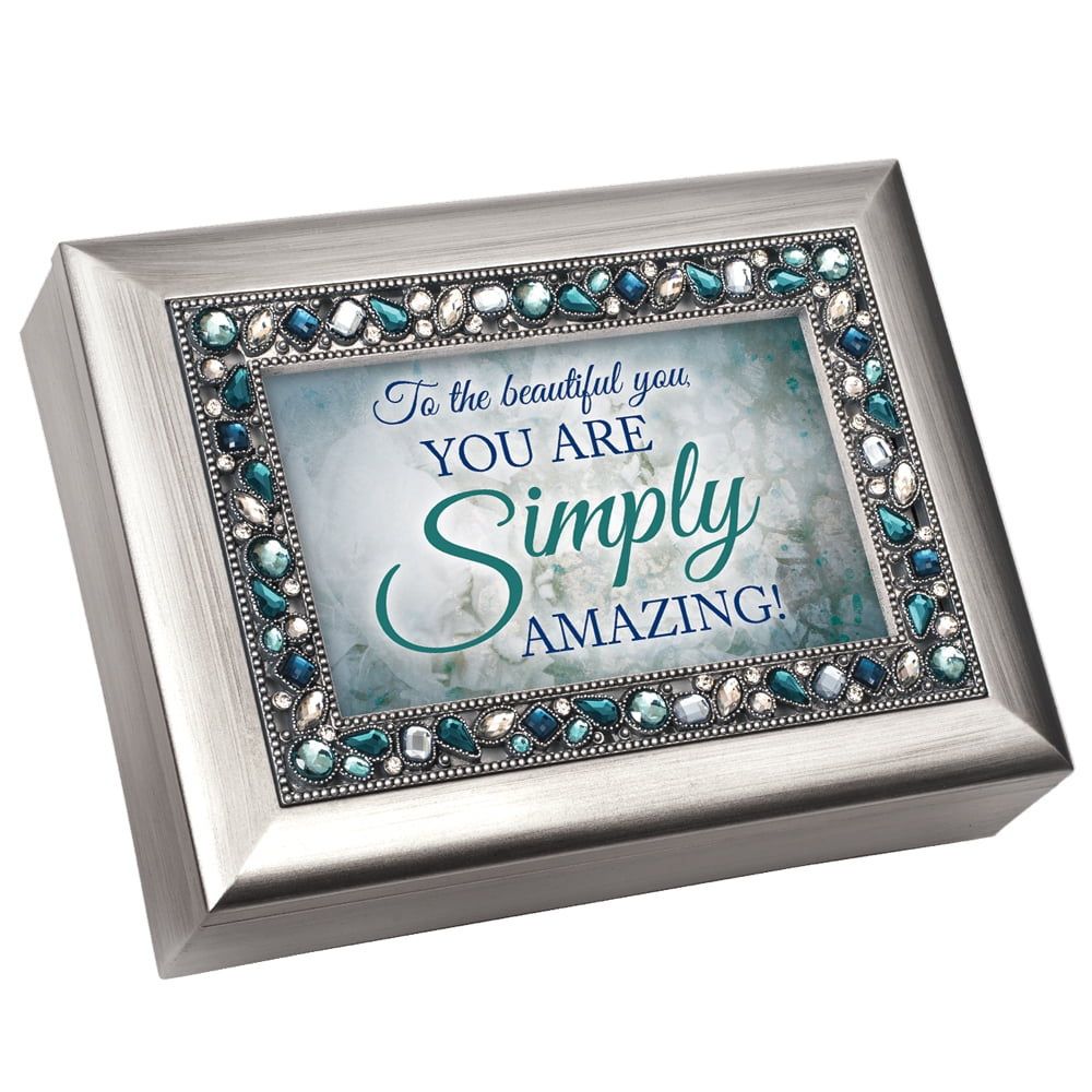 8" Blue and Silver Colored Rectangular framed Musical Box