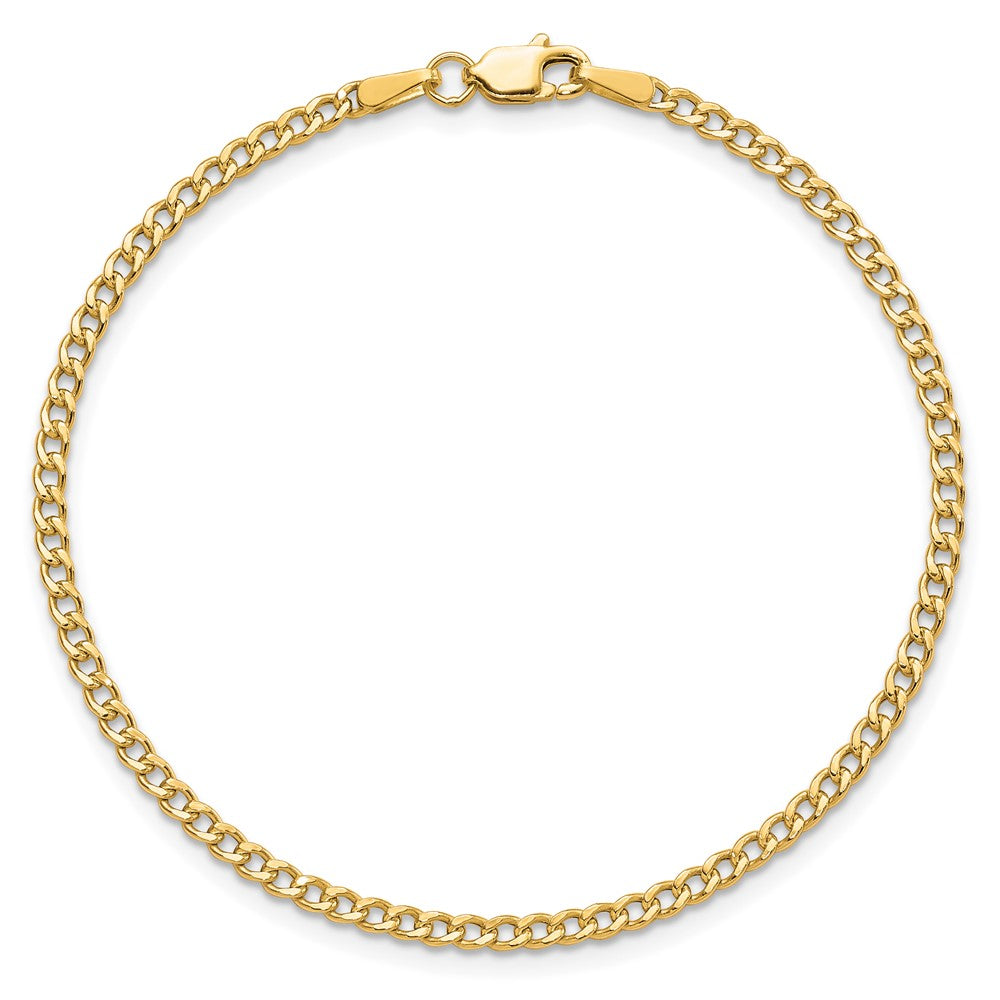 10k 2.5mm CUT Semi-Solid Curb Length= 6 Inch Lobster Clasp