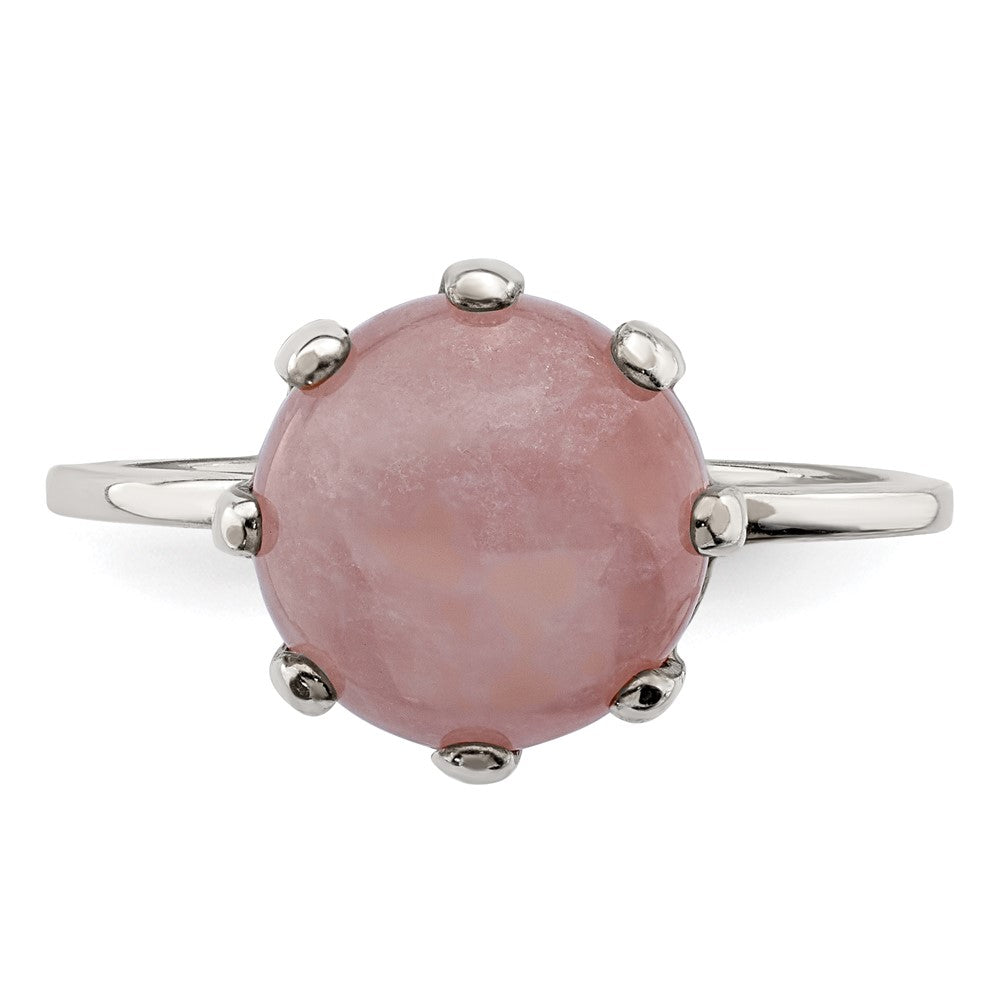 Sterling Silver Rose-tone and Pink Chalcedony Stone Ring