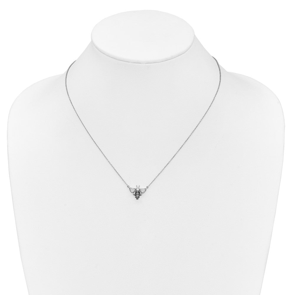 14k White Gold Diamond Bee 18 inch Necklace