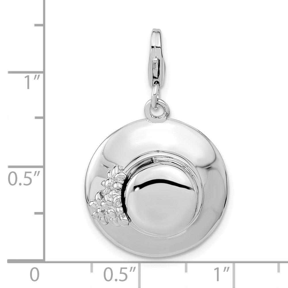 Amore La Vita Sterling Silver Rhodium-plated Polished 3-D Enameled Hat Charm with Fancy Lobster Clasp