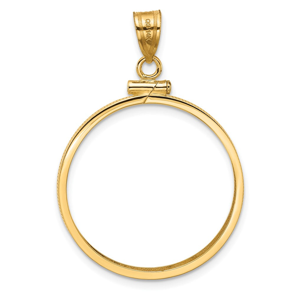 Wideband Distinguished Coin Jewelry 14k Polished 25.0mm x 2.35mm Screw Top Coin Bezel Pendant