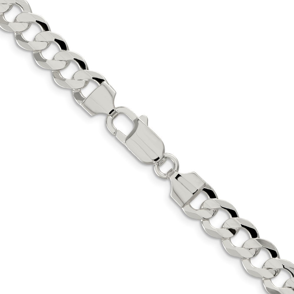 Sterling Silver 7.8mm Concave Beveled Curb Chain 24 Inches