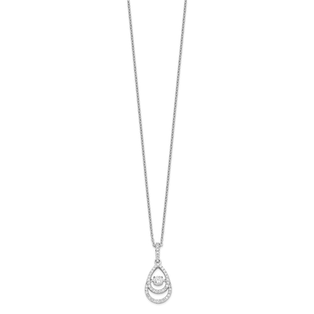 Brilliant Embers Sterling Silver Rhodium-plated 46 Stone 18 inch Moving Center Vibrant CZ with Micro Pav‚ CZ Necklace with 2 Inch Extender 18 Inches