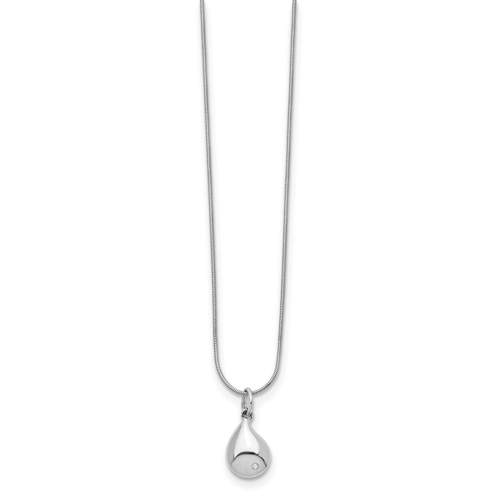 White Ice Sterling Silver Rhodium-plated 18 Inch Diamond Teardrop Necklace with 2 Inch Extender 18 Inches