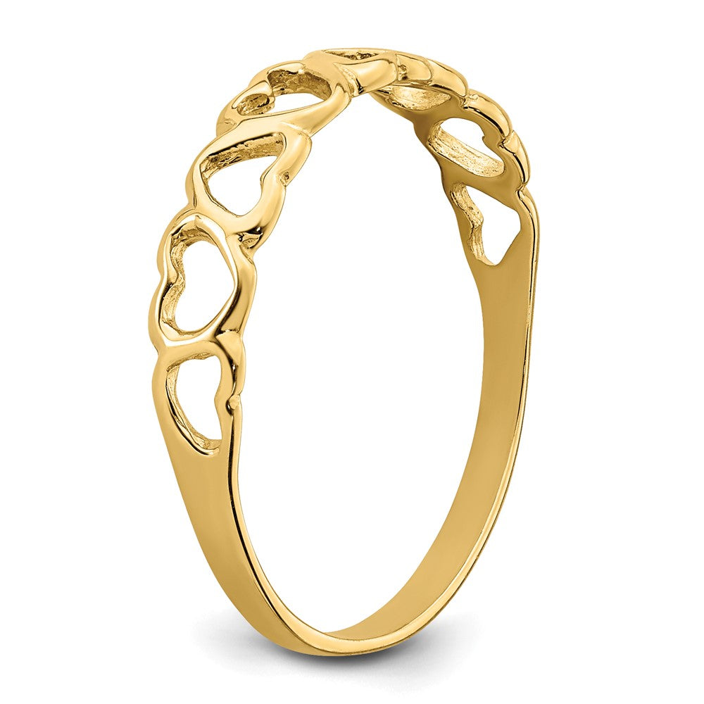14k Polished Hearts Ring Size 7