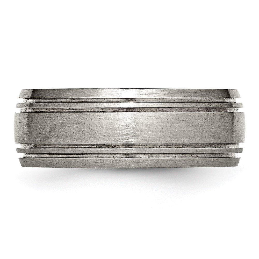 Titanium Brushed Center 8mm Grooved Band Size - 8.5