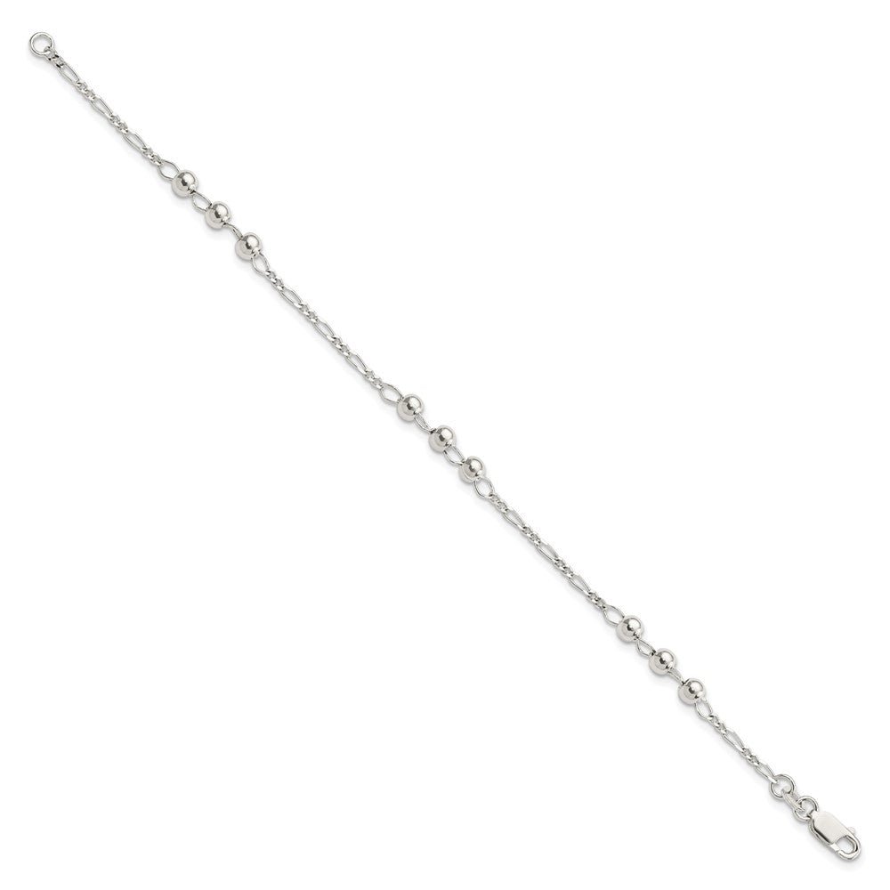 Sterling Silver Diamond Cut Beaded Bracelet 7 inches