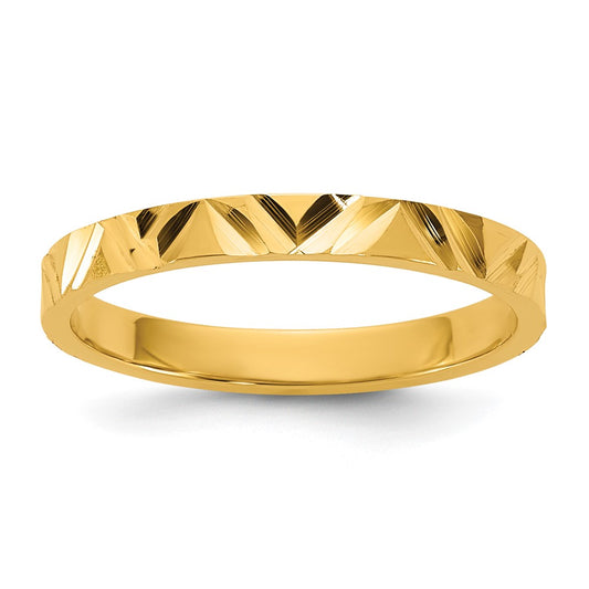10K Diamond-cut Zig-Zag Design 2mm Flat Band Size 3 Baby / Children's Ring