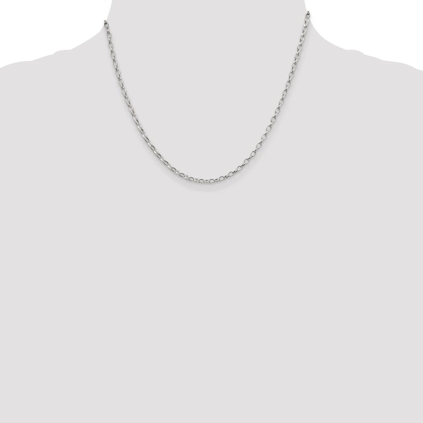 Sterling Silver 2.5mm Oval Fancy Rolo Chain 7 inches