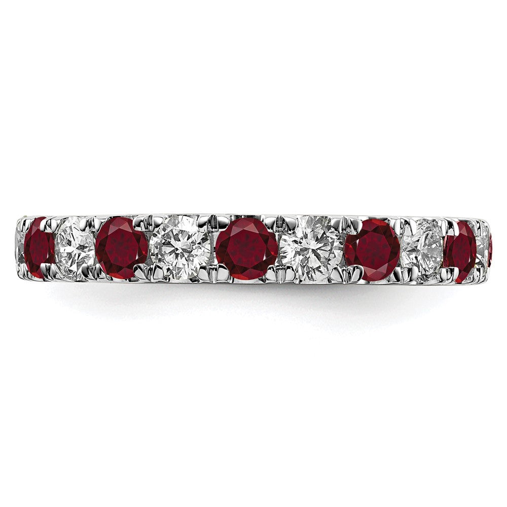 14k White Gold 1 carat Lab Grown Diamond VS/SI+ G+ and Lab Created Ruby Size 5.5 Eternity Band