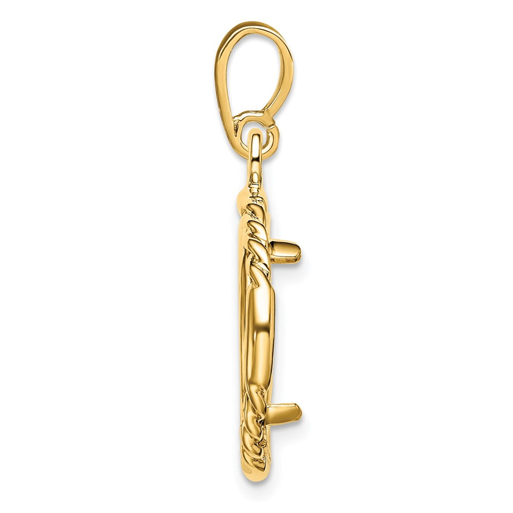 Wideband Distinguished Coin Jewelry 14k Polished Quadruple Twist and Bright 14.0mm Prong Coin Bezel Pendant