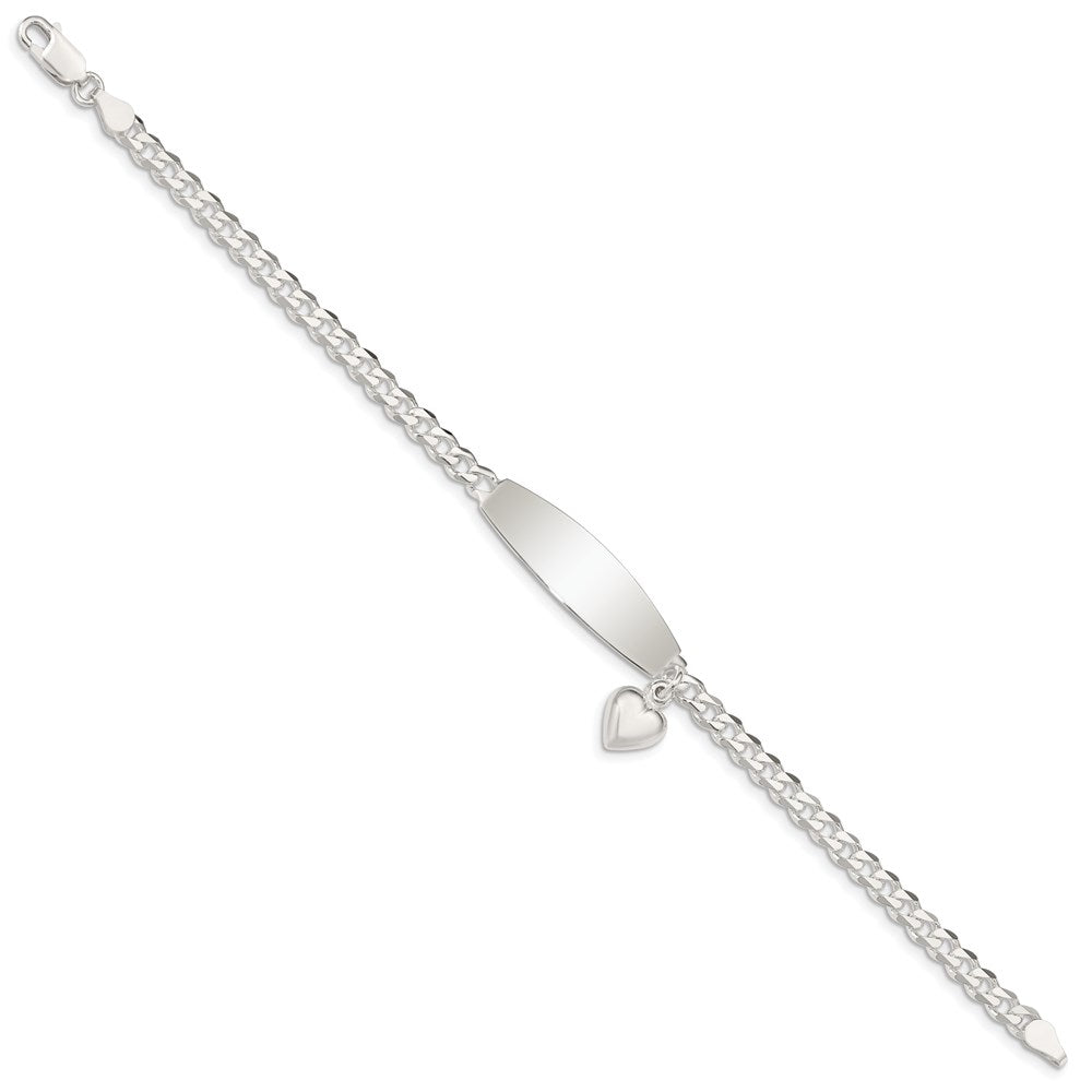 Sterling Silver w/Heart Charm ID Bracelet 7.5 inches