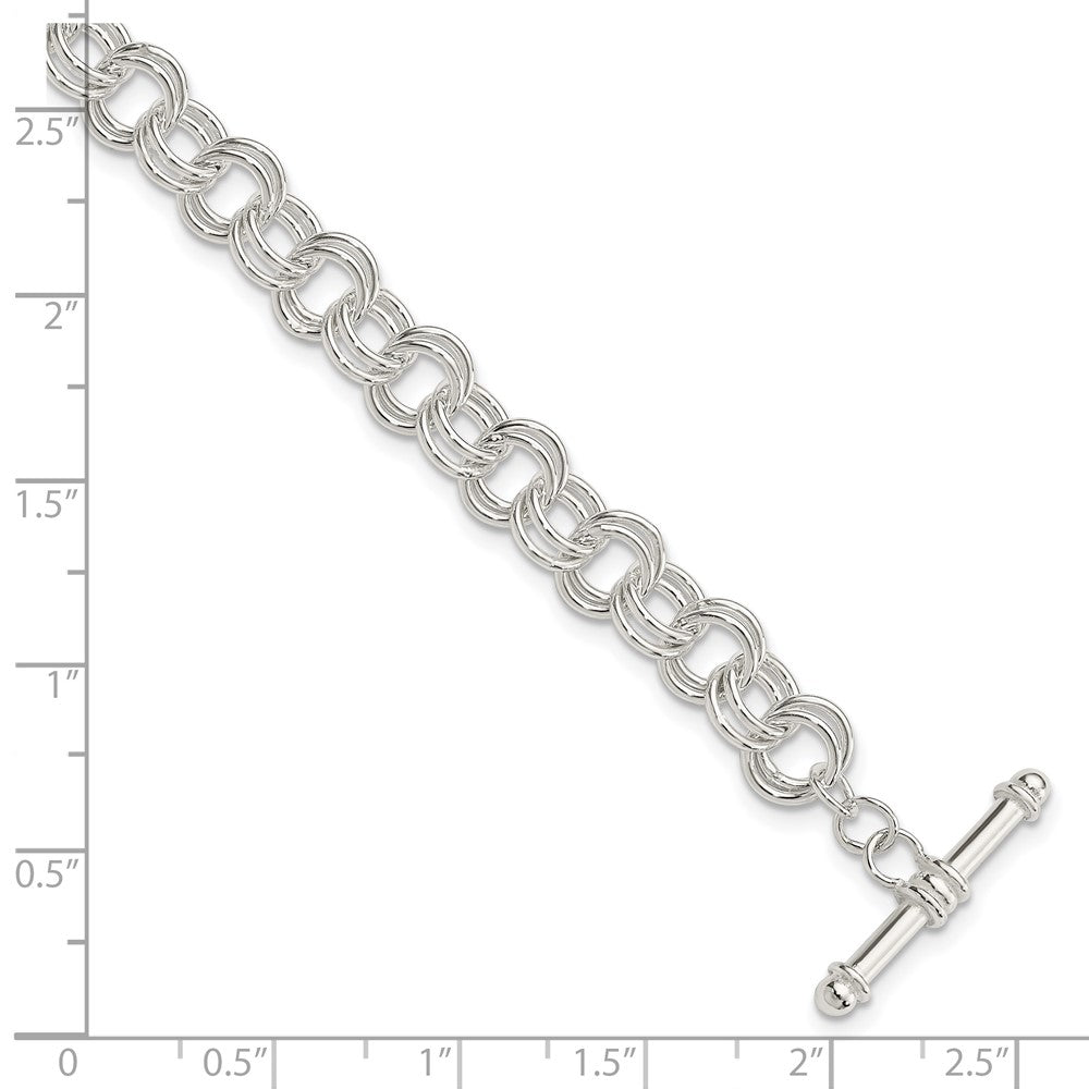 Sterling Silver Polished Fancy Link 7.5 inch Toggle Charm Bracelet 7.5 inches