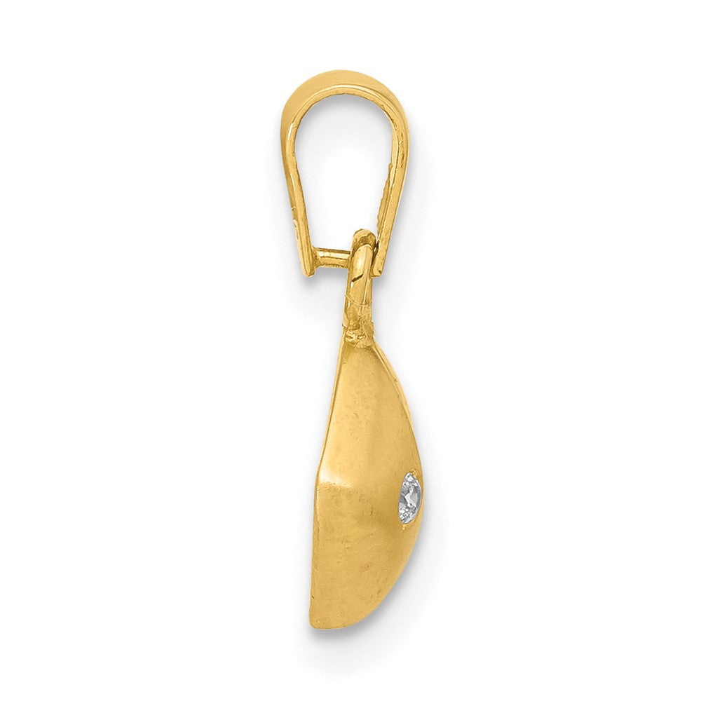 14ky Satin & Polished CZ Pendant