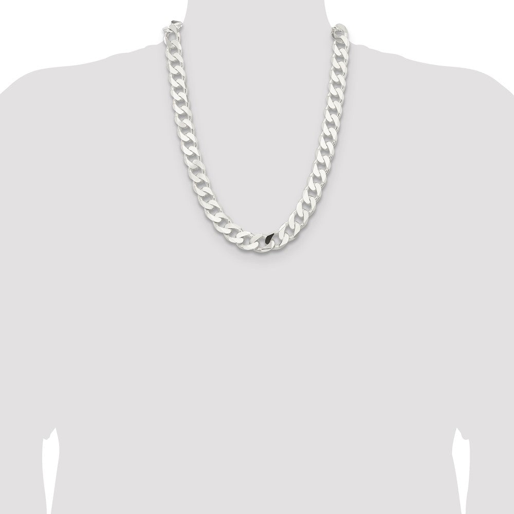 Sterling Silver 14.5mm Curb Chain 24 Inches