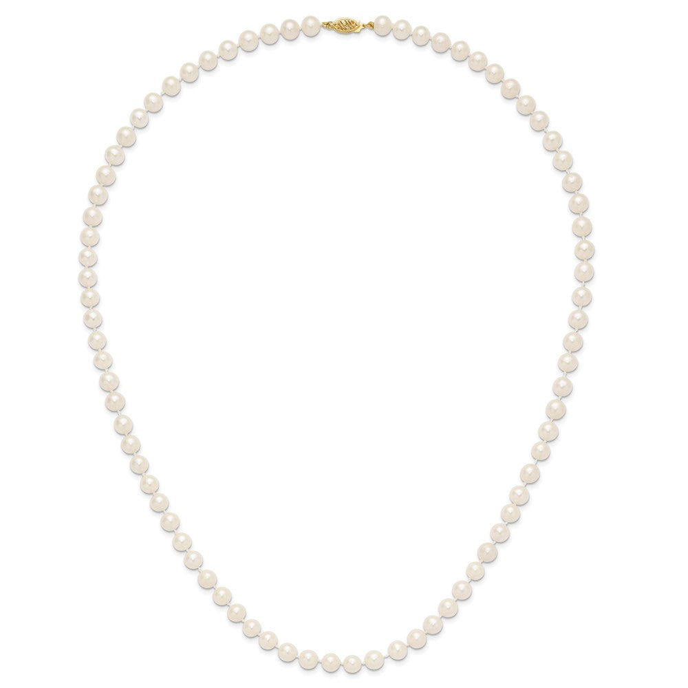 10k 7-8mm White Near-Round Freshwater Cultured Pearl 24 inch Necklace