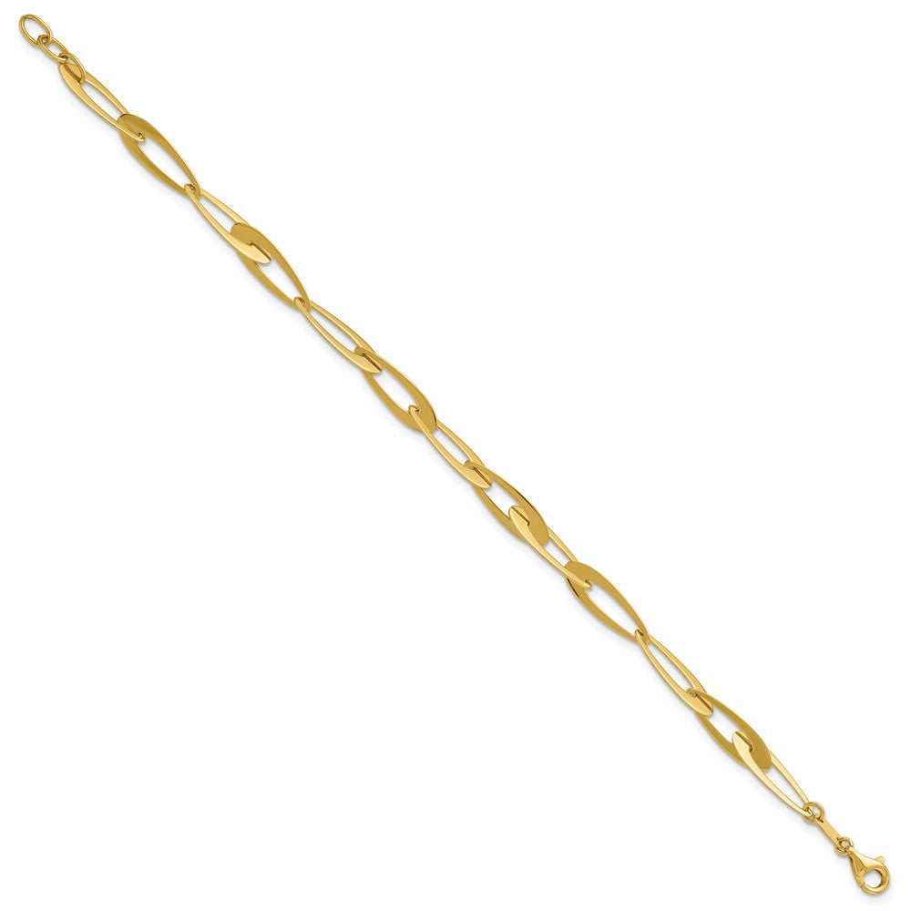 14K Polished Fancy Link w/.25in ext. Bracelet 7  inches