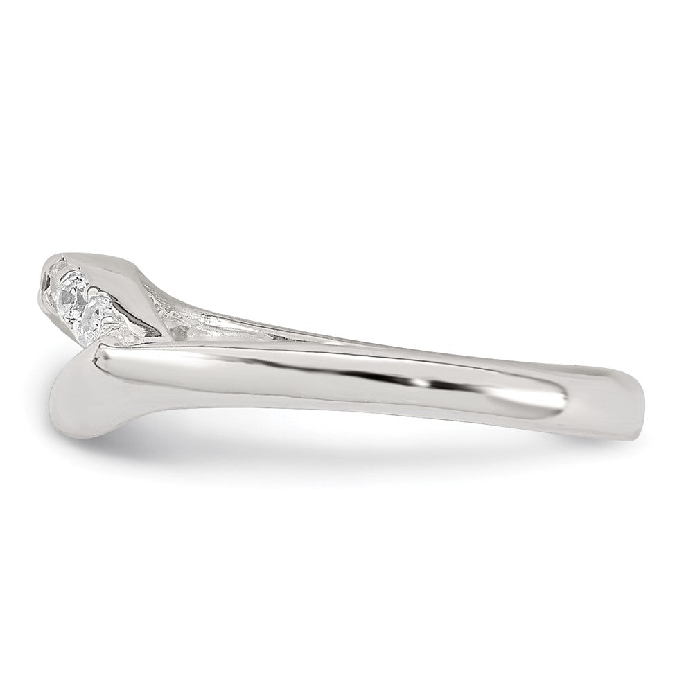 Sterling Silver Polished Fancy CZ Adjustable Toe Ring