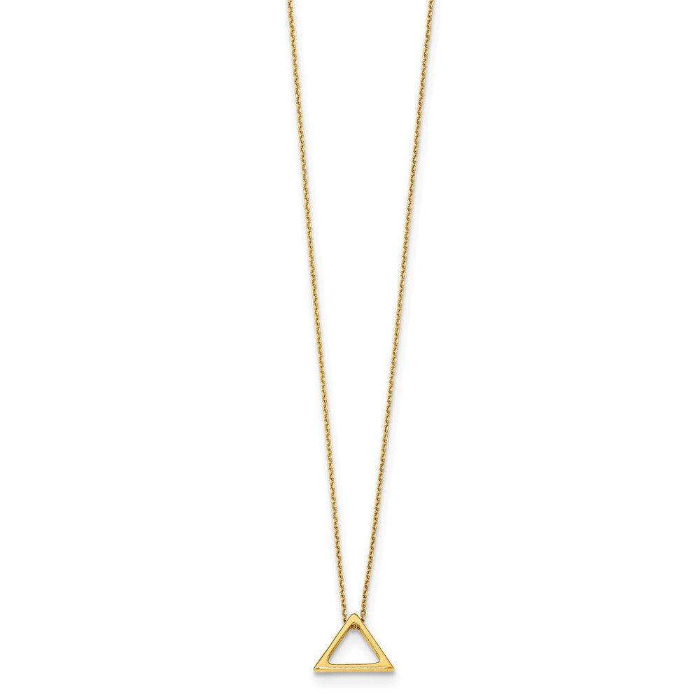 14K Polished Triangle w/2 in ext. Necklace
