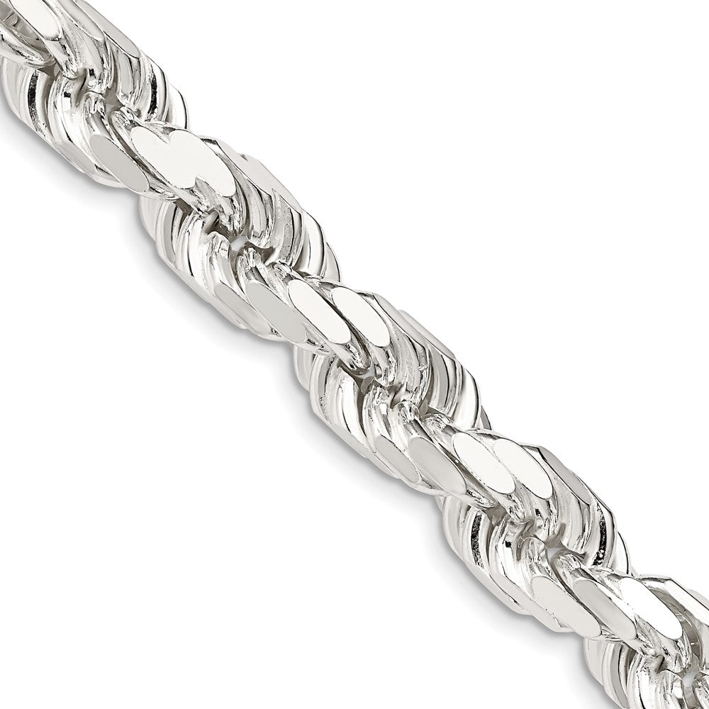 Sterling Silver 9.0mm Diamond-cut Rope Chain 24 Inches