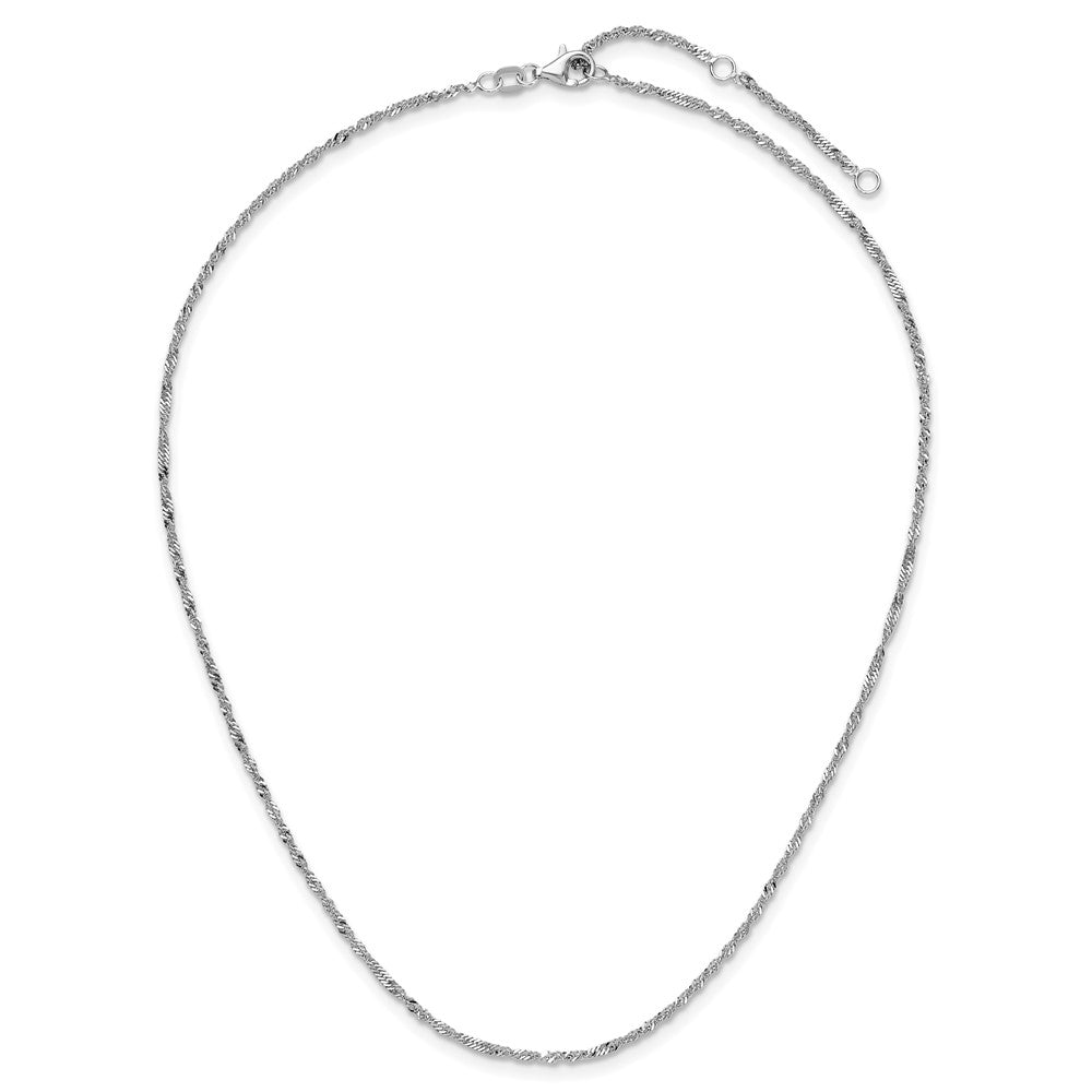 10k White Gold  1.7mm Singapore 1in+1in Adjustable Chain