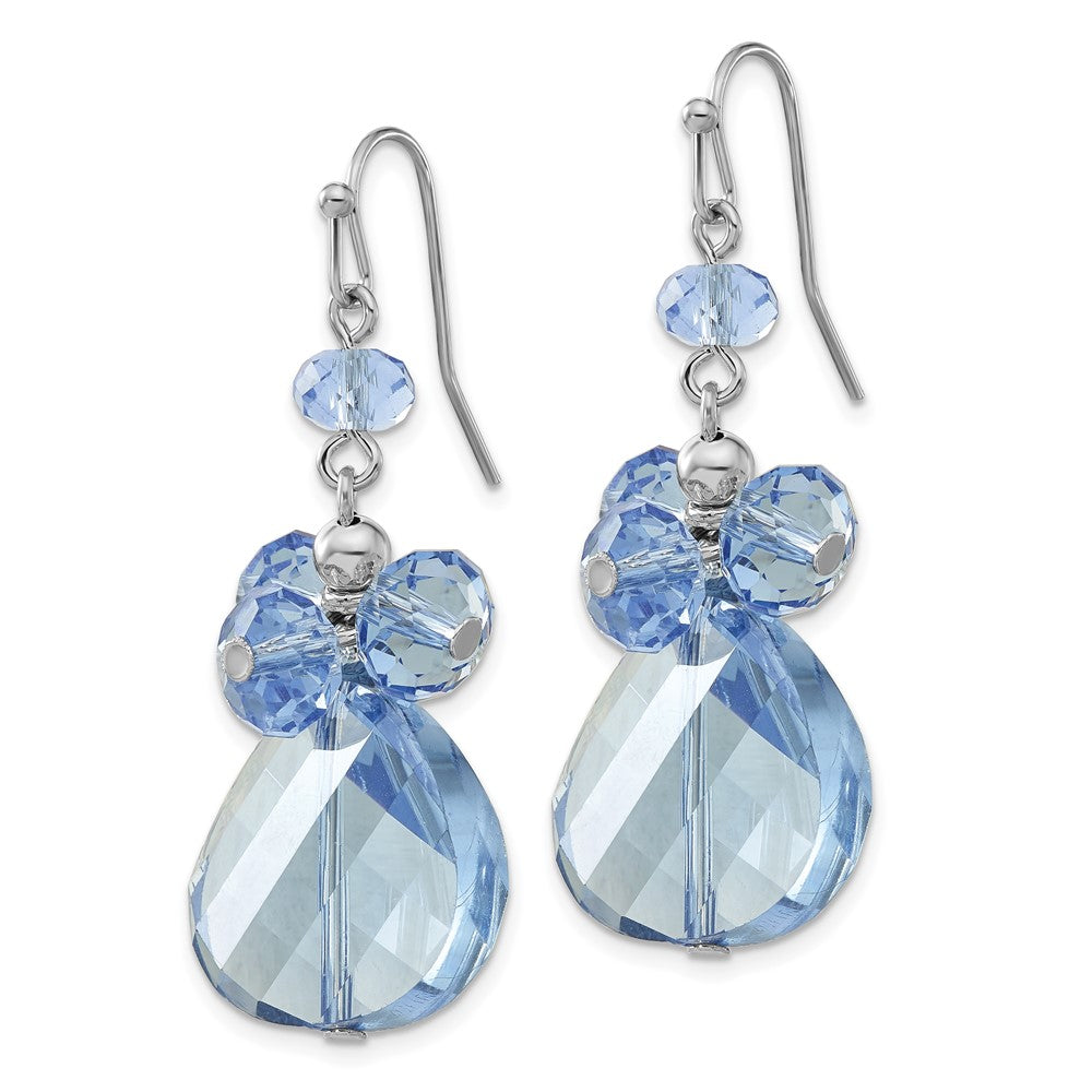 1928 Jewelry Silver-tone Light Blue Faceted Glass Bead Cluster Dangle Earrings