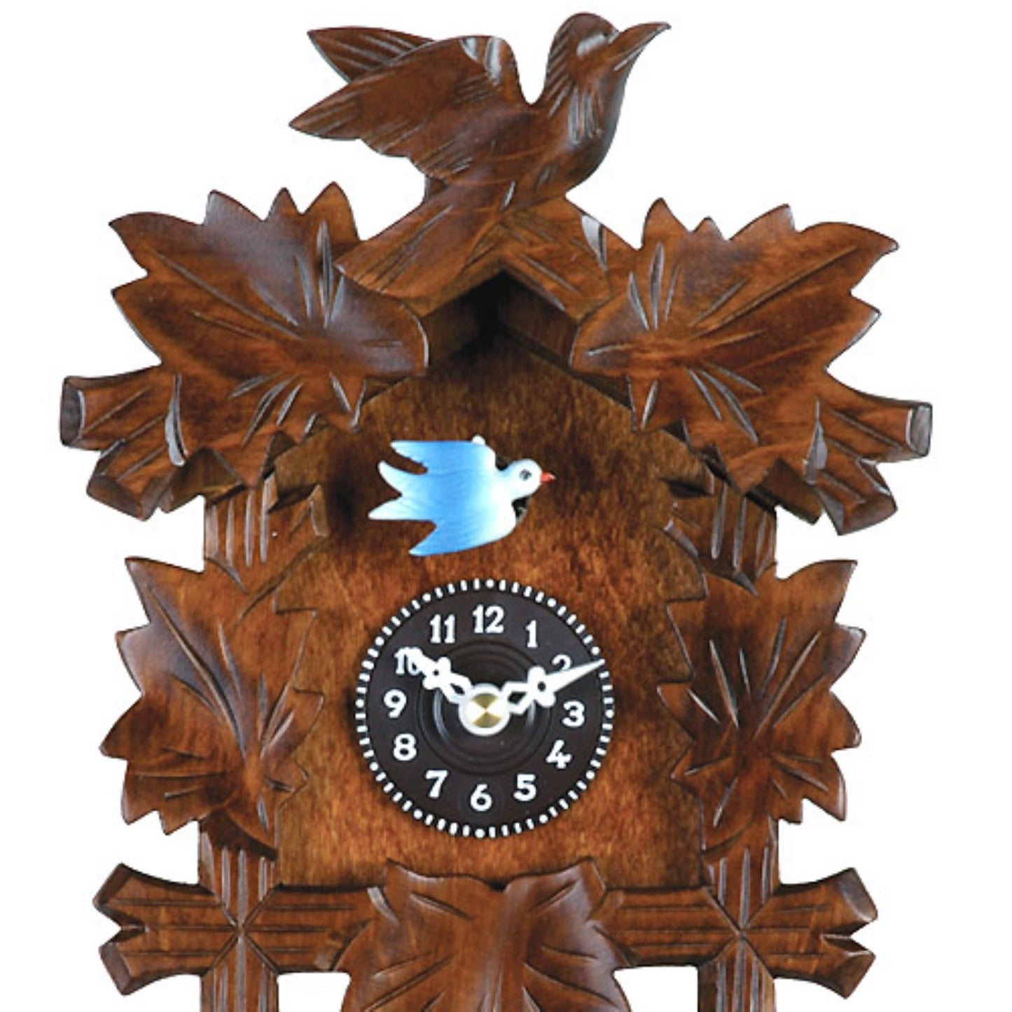 River City Clocks Quartz Novelty Clock - Five Leaves & One Bird with Moving Blue Bird