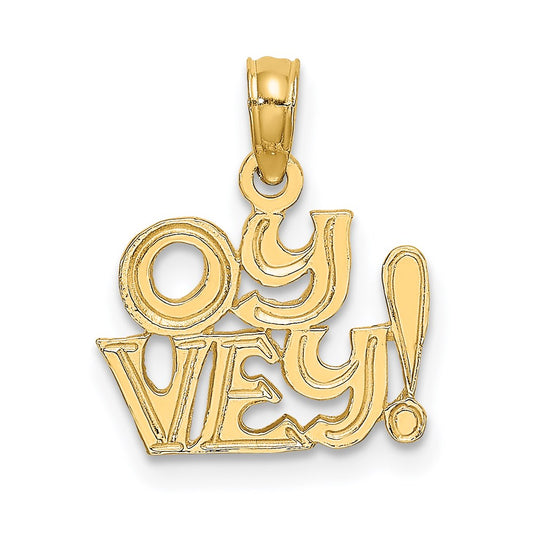 14K Polished and Engraved OY VEY Charm