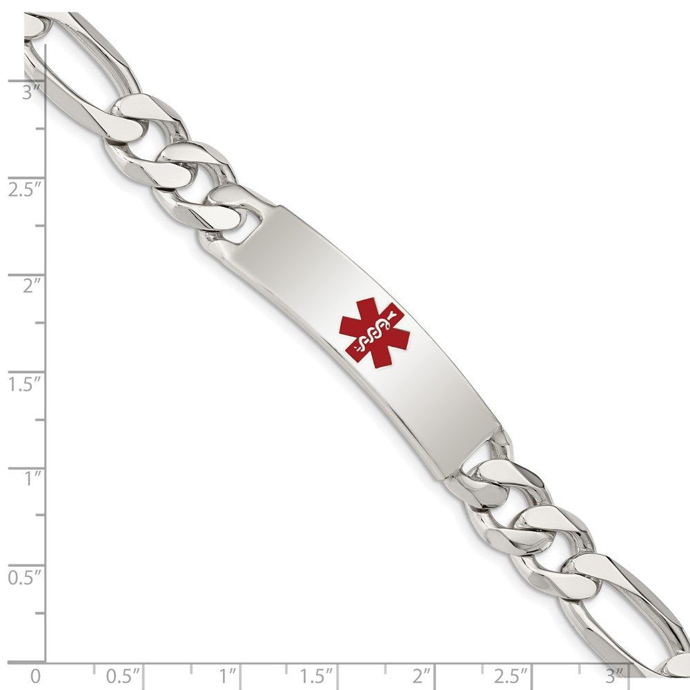 Sterling Silver Polished Medical Figaro Anchor Link ID Bracelet 8.5 inches