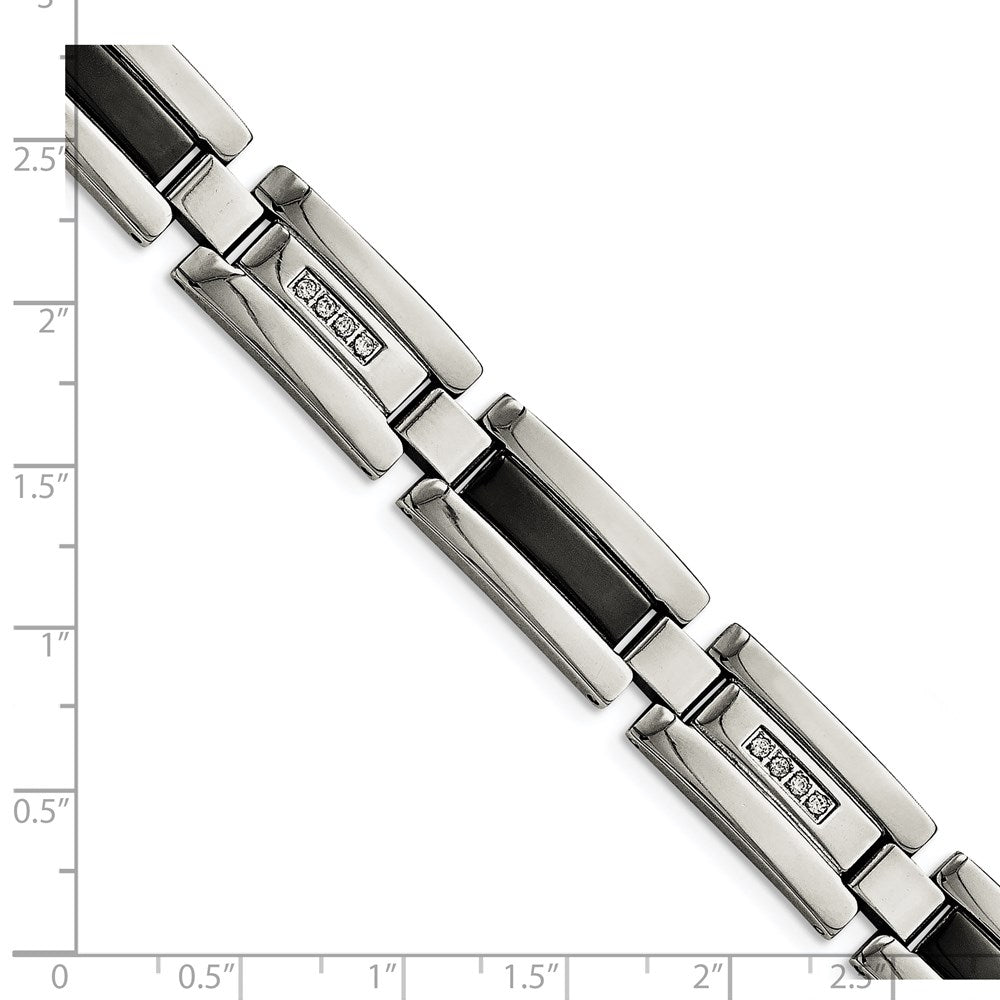 Stainless Steel Polished Black IP-plated 1/4ct tw. Diamond 8.5in Bracelet 8.5 inches