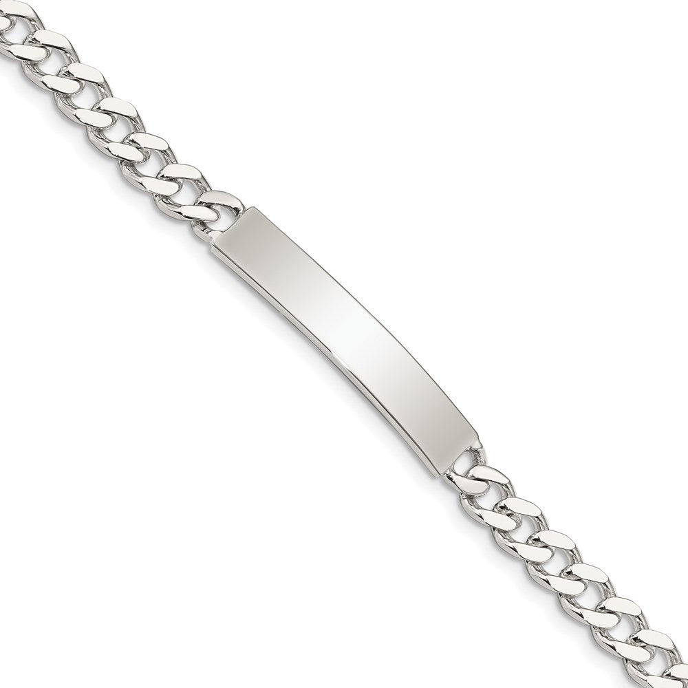 Sterling Silver 8inch Polished Engraveable Curb Link ID Bracelet 8 inches