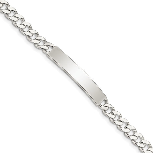 Sterling Silver 8inch Polished Engraveable Curb Link ID Bracelet 8 inches