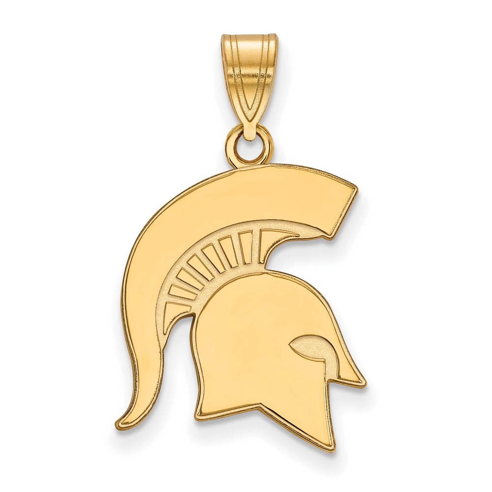 Sterling Silver Gold-plated LogoArt Michigan State University Spartan Large Pendant Q-GP046MIS