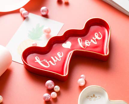 Double-Hearted Ceramic Trinket Plate and Decorative Jewelry Dish