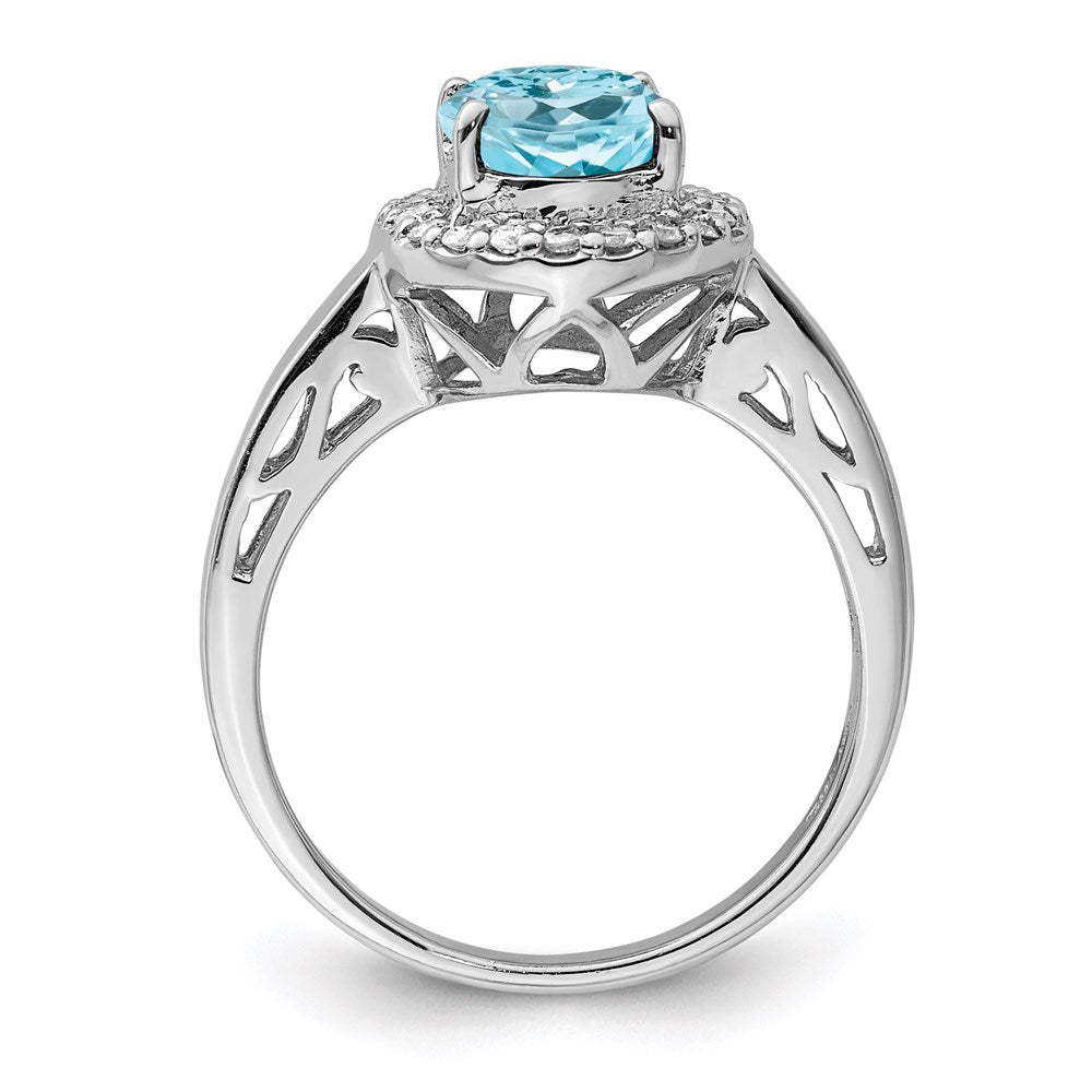 Sterling Silver Rhodium Sky Blue Topaz & Diam. Ring