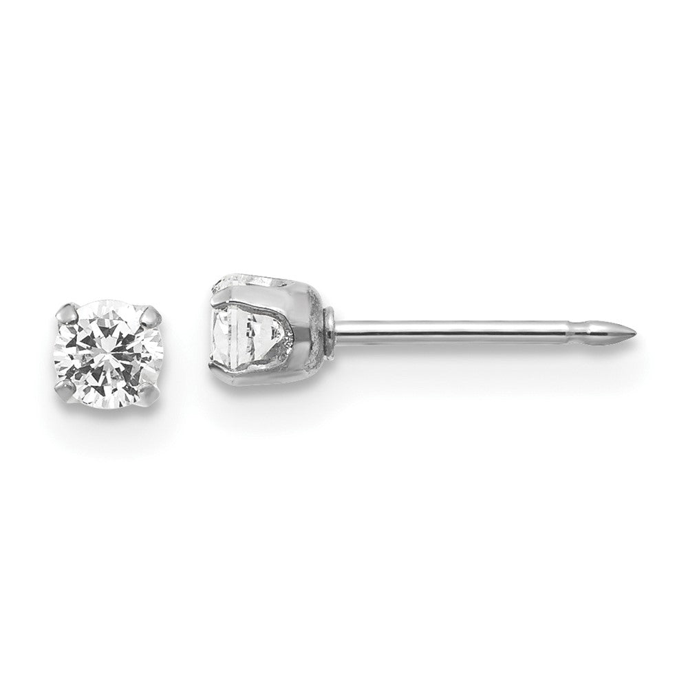 Inverness 14K White Gold 3mm CZ Short Post Piercing Earrings