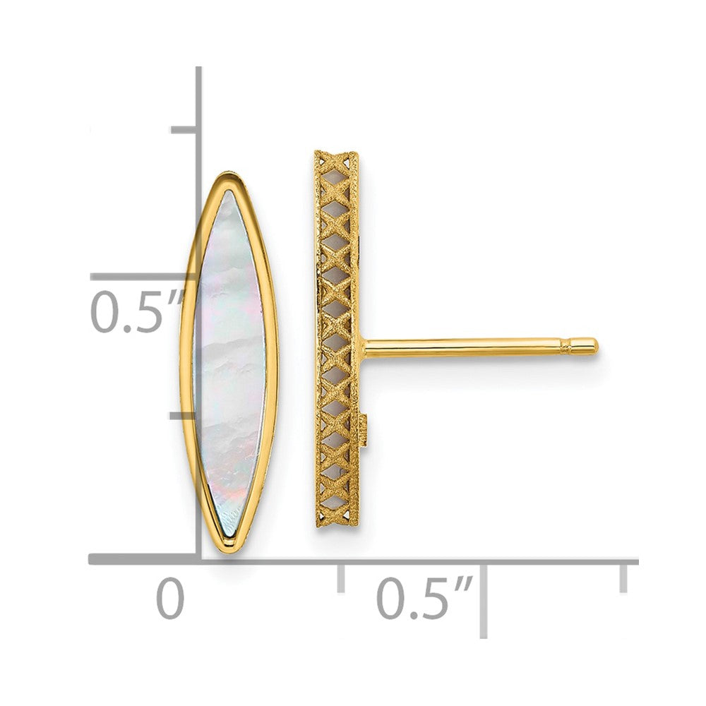 14K Polished Mother of Pearl Post Earrings