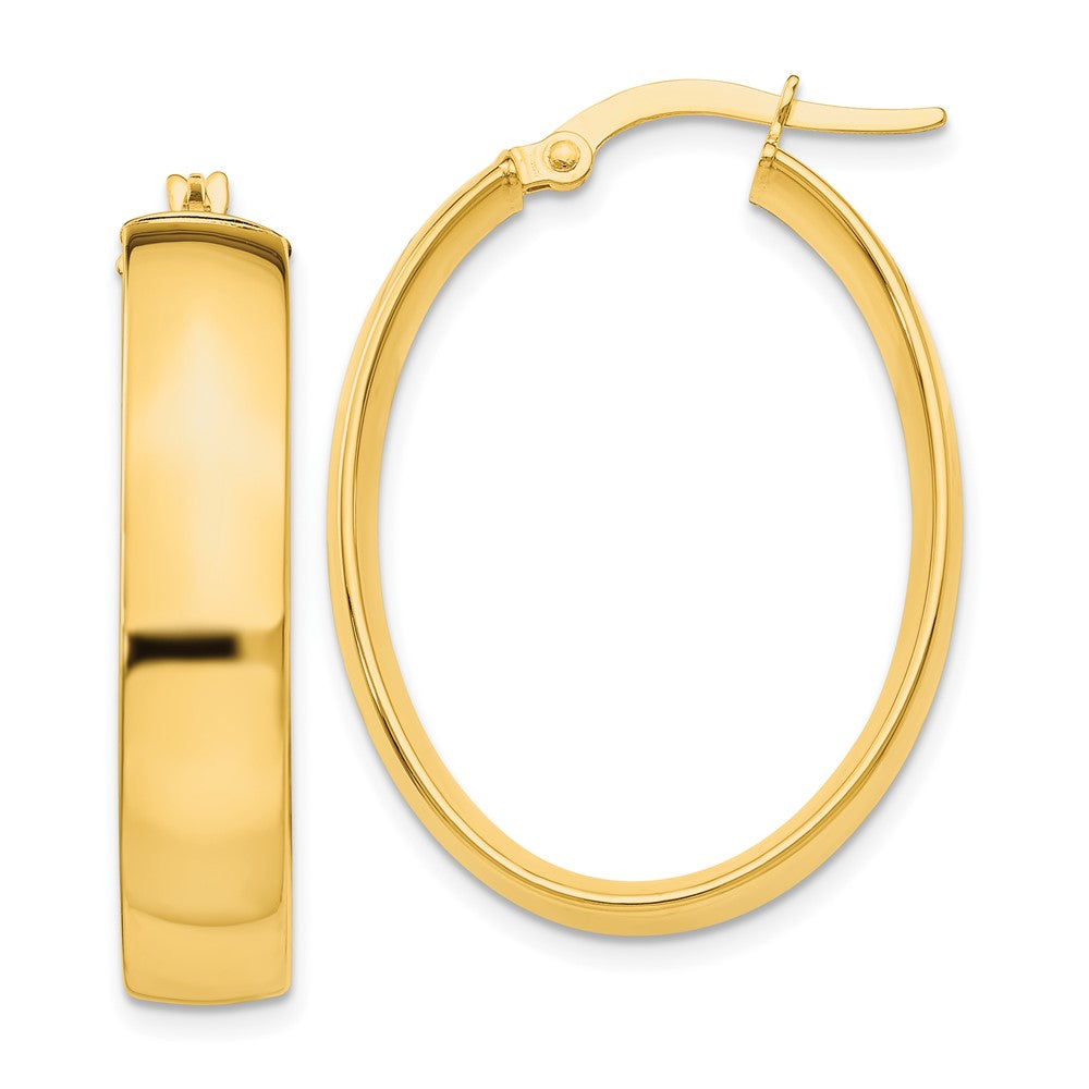 10k 5.75mm Polished Oval Hoop Earrings