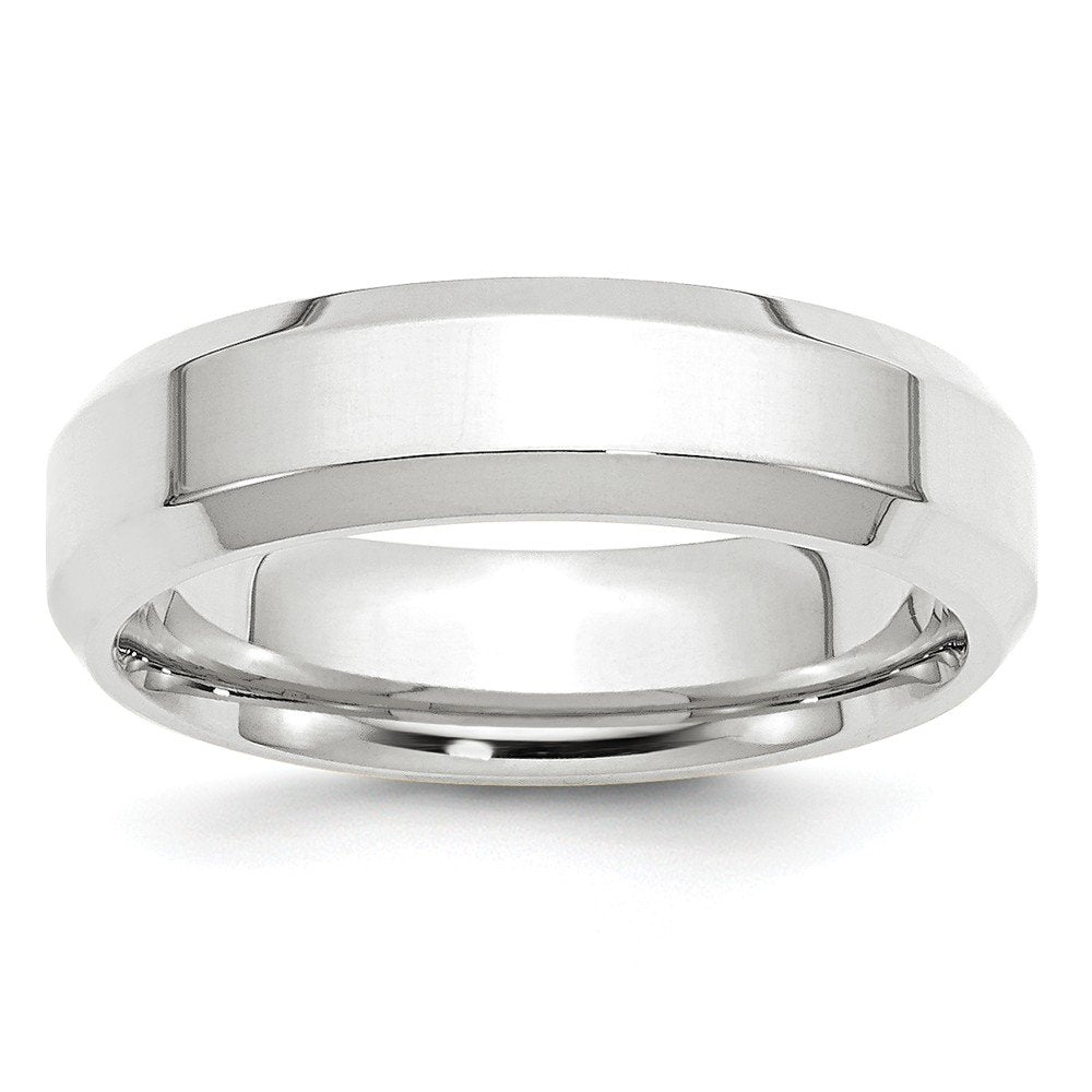 10k White Gold 6mm Beveled Edge Comfort Fit Wedding Band Size 12