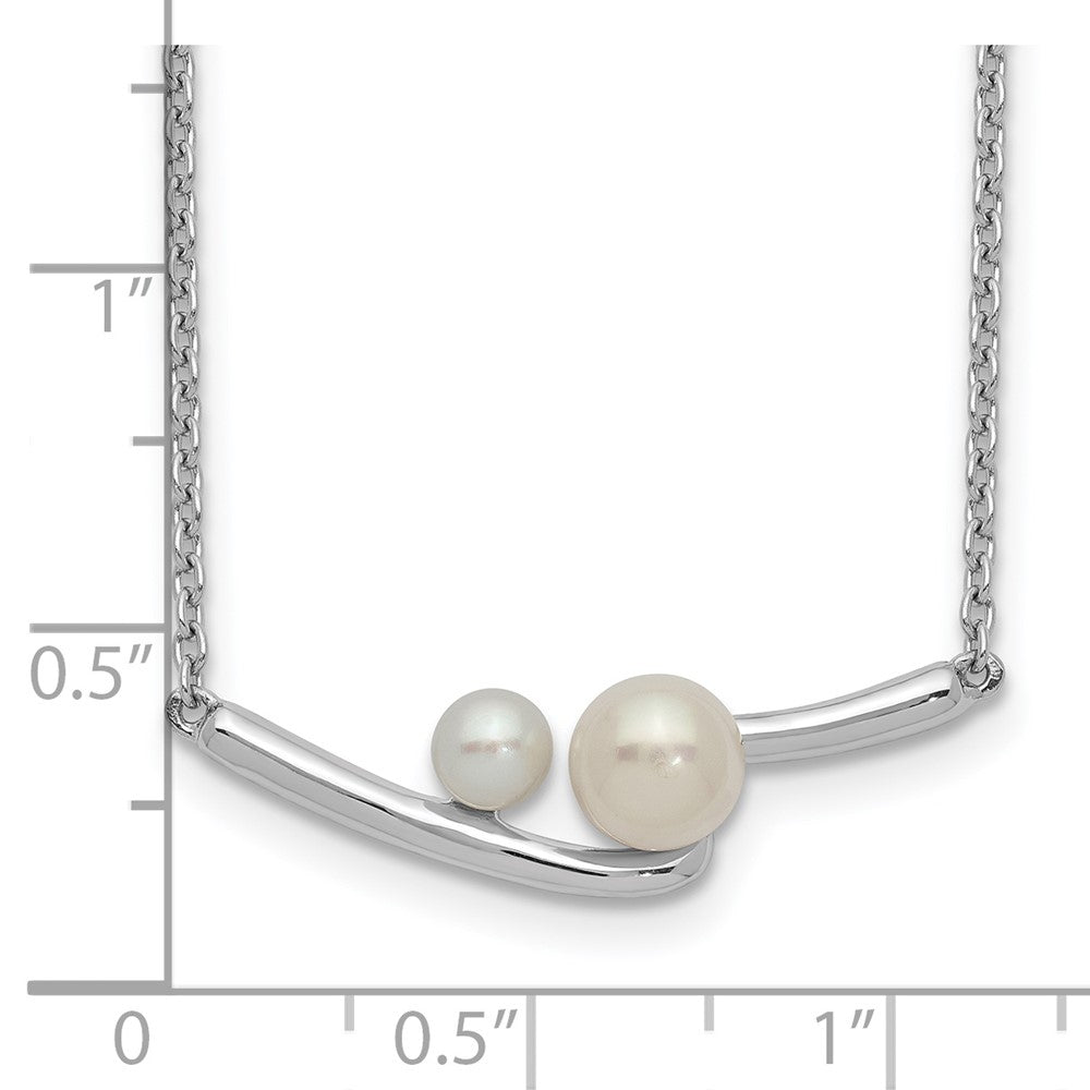 Sterling Silver Rhodium-plated FWC Pearl Bar w/ 1in ext Necklace 16.5 Inches