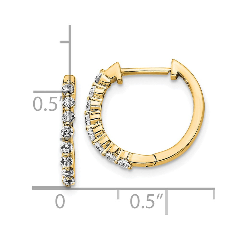 14K Gold Diamond Hinged Hoop Earrings