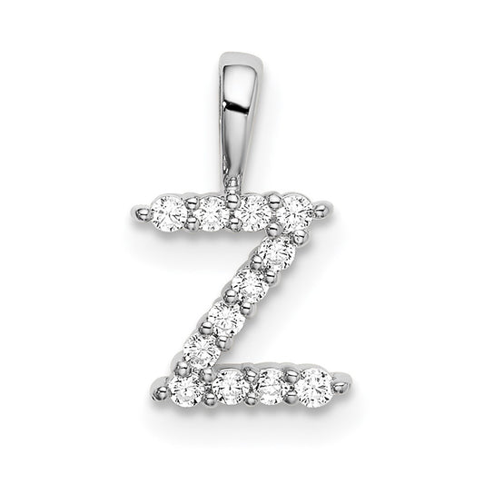 14k White Gold 1/8 carat Lab Grown Diamond VS/SI+ G+ Letter Z Intitial Pendant
